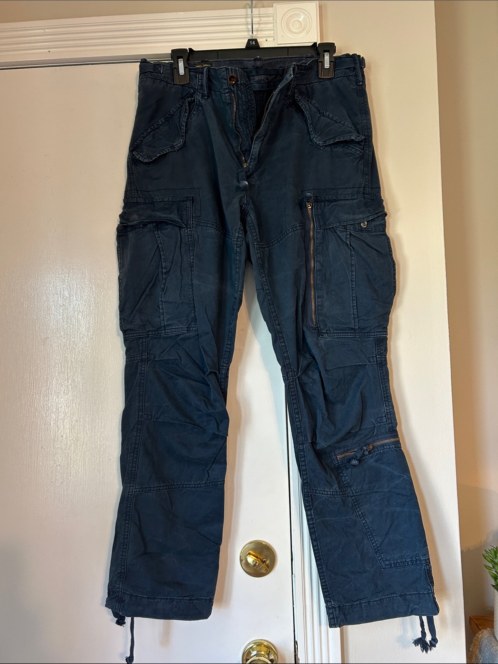 VTG Polo by Ralph Lauren military spec Navy Cargo Pants Zip Pockets 34 x 30